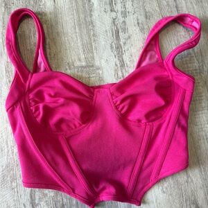 Y2K Hot Pink Bustier Corset Crop Top🩷